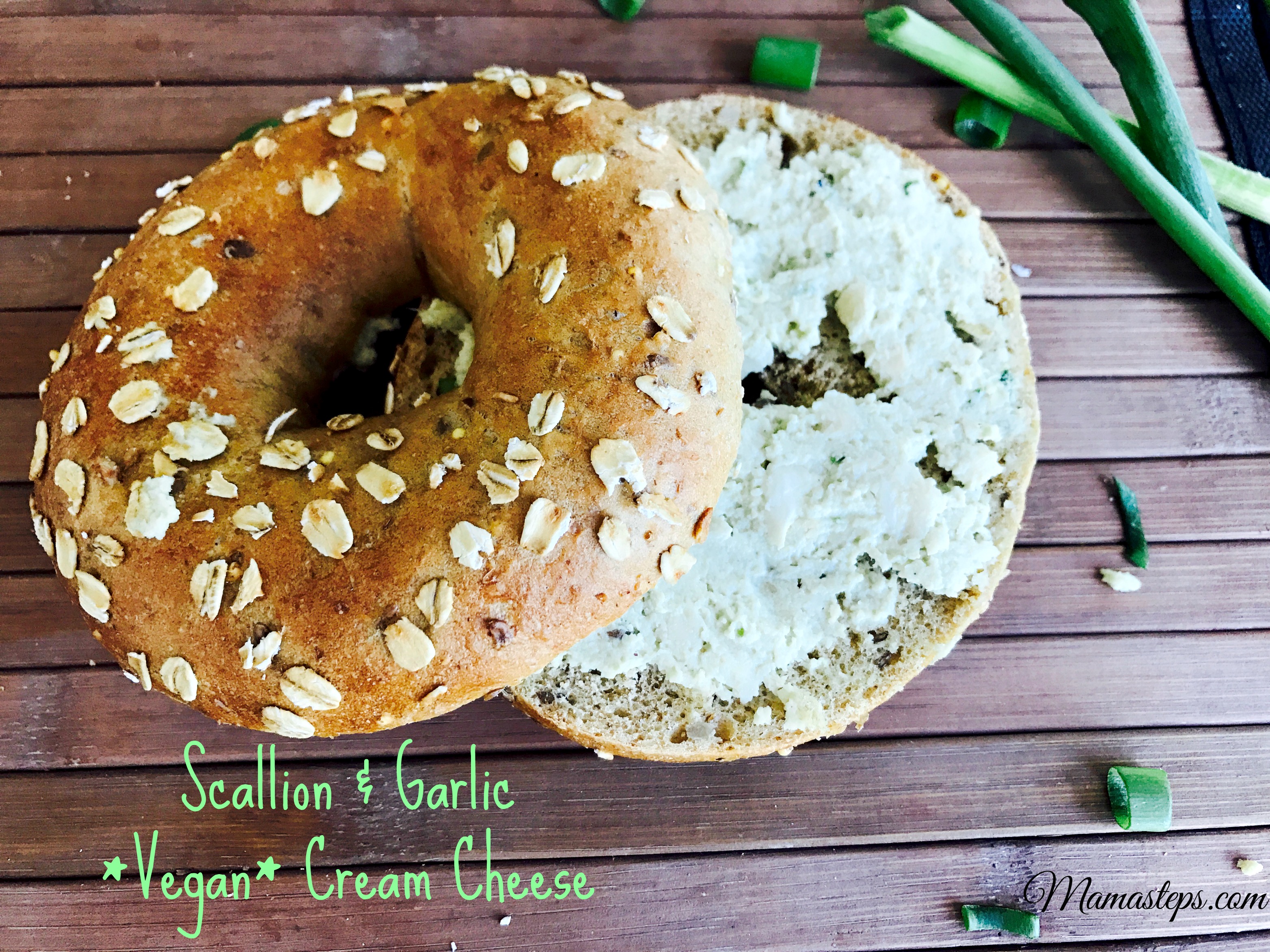 Scallion & Garlic *Vegan* Cream Cheese mama steps